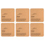 Set Of Six 'Home' Cork Coasters | Homeware | Tableware | Festive, thumbnail 3 of 3