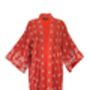 Asanoha And Peony Terracotta Embroidered Long Kimono, thumbnail 11 of 12