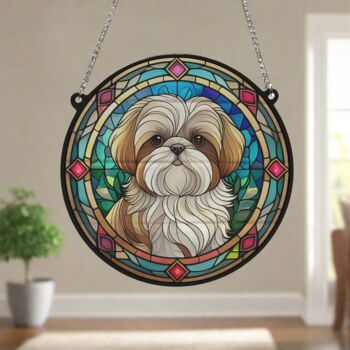 Lhasa Apso Stained Glass Effect Suncatcher, 6 of 6