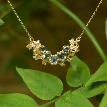 Solid 9ct Gold And Sapphire Creeping Vine Necklace, 5 of 5