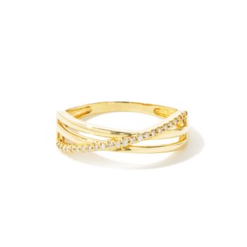9ct Solid Gold Diamond Crossover Ring, 3 of 3