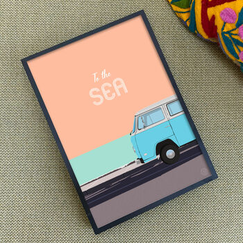 'To The Sea' Retro Camper Van Typography Print, 3 of 3