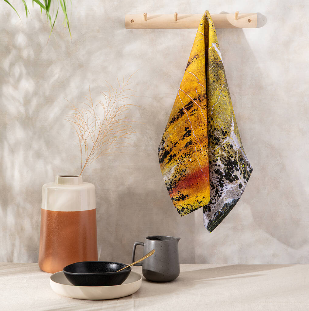 Yellow Ochre Pattern Tea Towel 'Nomad Texture', 1 of 2