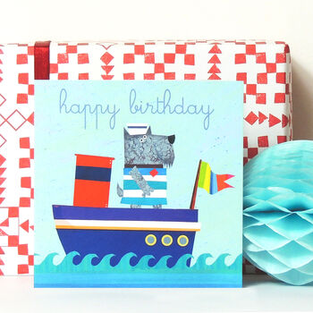 Happy Birthday Dog Boat Card, 5 of 5