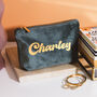 Personalised Script Name Velvet Bag Travel Gift For Her Make Up, thumbnail 1 of 4