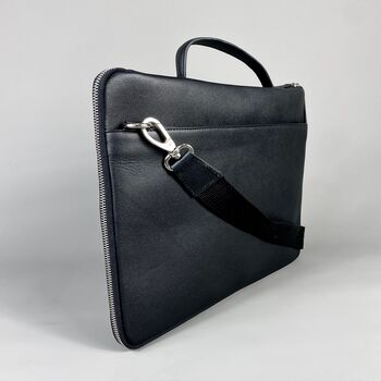 Black Leather Laptop Sleeve Bag, 7 of 8
