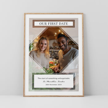 Our First Date Couples Photo Print Personalised Dating Gift, 2 of 6