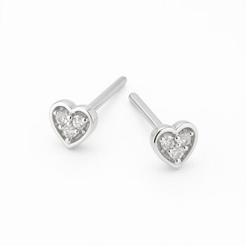 Sterling Silver Micro Heart Stud Earrings – 4mm, 2 of 6