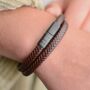 Men's Personalised Recycled Leather Double Wrap Bracelet, thumbnail 1 of 8