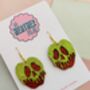 Poison Apple Glitter Statement Earrings / Dark Fairytale Jewellery Small Sparkly Evil Queen Earrings / Spooky Jewellery, thumbnail 5 of 8