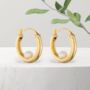 18ct Gold Plated Encased Pearl Hoop Earrings, thumbnail 2 of 9