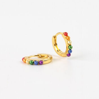 Surya Rainbow Huggie Hoop Earrings, 2 of 4