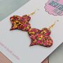 Pink And Gold 90's Christmas Bauble Resin Earrings, thumbnail 4 of 4