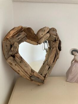 Driftwood Heart Wall Mirror – 30cm Nautical Style, 6 of 8