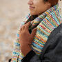 Fair Trade Unisex Chunky Scarf Repurposed Waste Wool, thumbnail 3 of 10