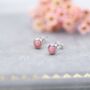 Sterling Silver Genuine Pink Opal Tiny Stud Earrings, thumbnail 4 of 12