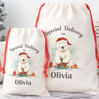 Personalised Polar Bear Christmas Sack, 2 of 2
