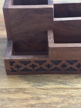 Desk Caddy, Indian Rosewood Desk Organiser, 8 of 11