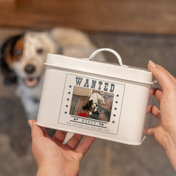 Personalised 'Wanted Poster' Dog Treat Tin, 2 of 4