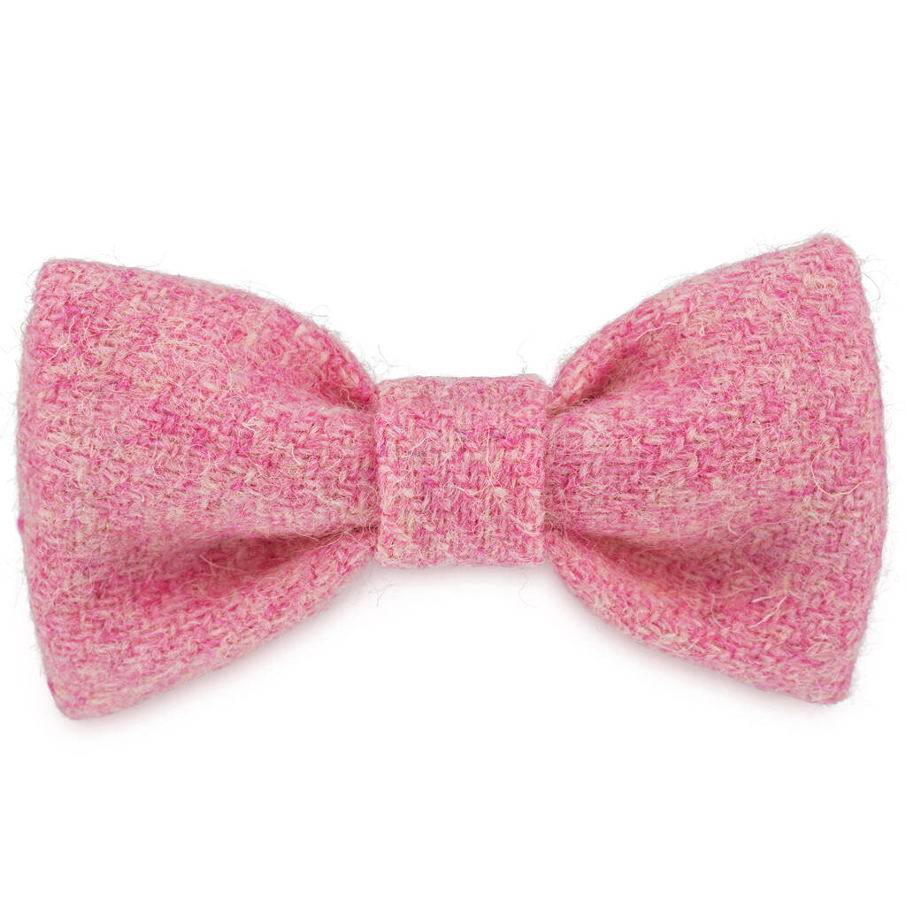 Rosie's Pink Harris Tweed Dog Bow Tie, 1 of 2