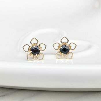 9ct Gold Flower Of Hearts Birthstone Studs, 6 of 9