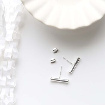 Sterling Silver Bar Stud Earrings, 7 of 11