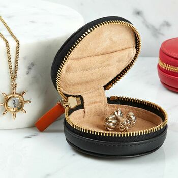 Personalised Luxury Round Leather Accessories Case, 2 of 9