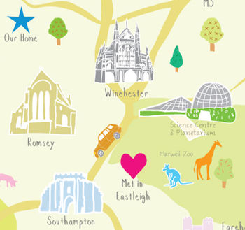 Personalised Hampshire Map: Add Favourite Places, 3 of 4