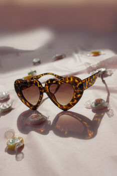 Tortoise Shell Chunky Oversized Heart Sunglasses, 4 of 7