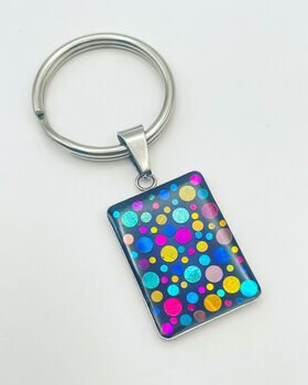 Rectangle Disco Keyring With Colourful Sparkles, 5 of 8
