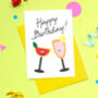 Martini Champagne Cocktail Drinks Happy Birthday Card, thumbnail 2 of 2