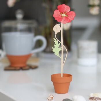 Wooden Flower Stem With Personalised Terracotta Pot, 3 of 7
