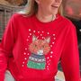Personalised Cat Lover Christmas Jumper, thumbnail 2 of 5