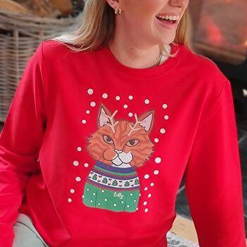 Personalised Cat Lover Christmas Jumper, 2 of 5