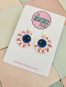 Eyeball Glitter Resin Earrings / Spooky Halloween Jewellery / Surrealist Jewellery / Fun Gift For Her, 5 of 6