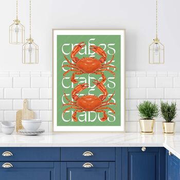 Crab Print On Typography Background, 2 of 4