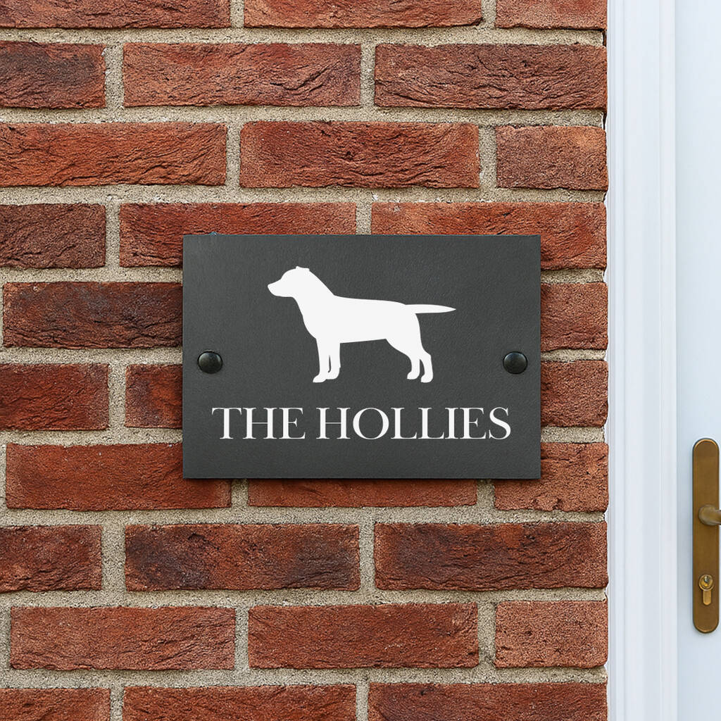 Personalised Dog Breed Slate House Number Sign, 1 of 3