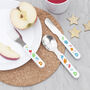 Personalised Colourful Shapes Baby Cutlery Set, thumbnail 3 of 10