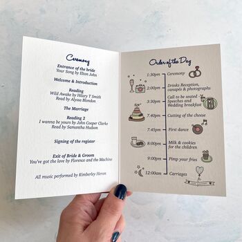 Order Of Service Wedding Venue Illustration/Timeline, 10 of 11