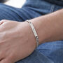Personalised Mens Silver Stainless Steel Curb Chain ID Bar Bracelet, thumbnail 1 of 12