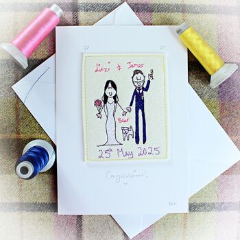 Wedding Card, Personalised, Embroidered, 2 of 12