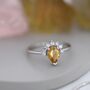 Genuine Pear Cut Citrine Crown Ring In Sterling Silver, thumbnail 7 of 12