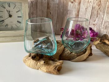 Handcrafted Double Molten Glass On Driftwood Melted Glass Bowl, 5 of 12