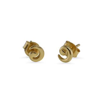 Tiny Gold Spiral Stud Earrings, 4 of 4