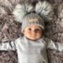 Girls Double Pom Pom Knitted Baby Hat, thumbnail 5 of 10