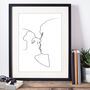 A Passionate Kiss Continuous Line Drawing Art Print, thumbnail 3 of 4