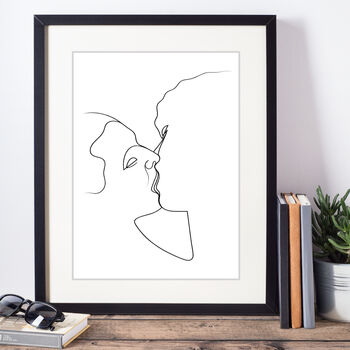 A Passionate Kiss Continuous Line Drawing Art Print, 3 of 4