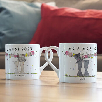 Personalised Wedding ‘Mr And Mrs’ Welly Boot Mugs, 2 of 5