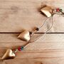 Recycled Metal Gold Heart Bells With Beads, thumbnail 1 of 10