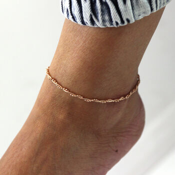 Sterling Silver Snake Bead Twist Anklet, 4 of 6